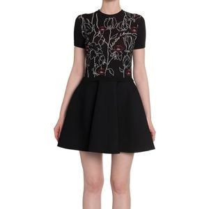 Valentino Rose & Lip Print Jacquard Sweater Dress